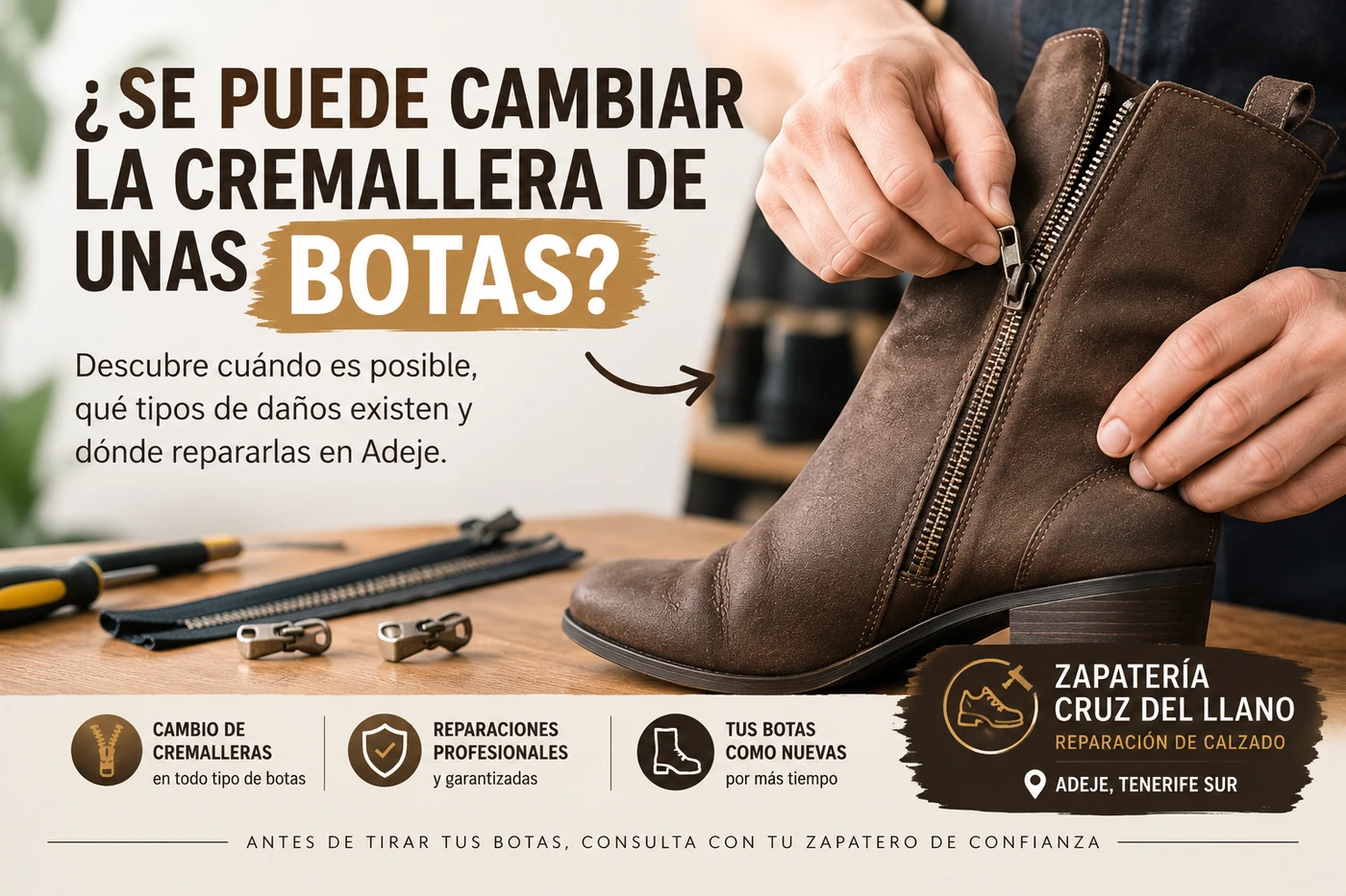 ¿Se puede cambiar la cremallera de unas botas?